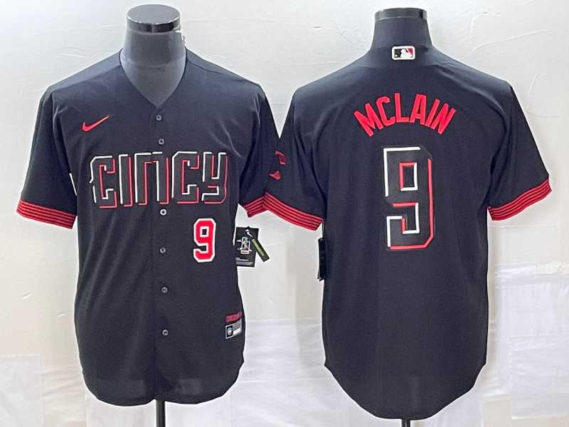 Men%27s Cincinnati Reds #9 Matt McLain Number Black 2023 City Connect Cool Base Stitched Jerseys